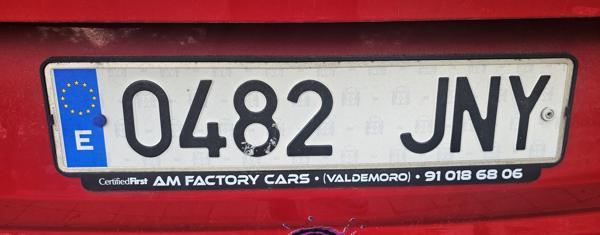 Spain spotted in Bratislava, Slovakia. Photo taken on 20.04.2026. Close-up photo of the rear plate.