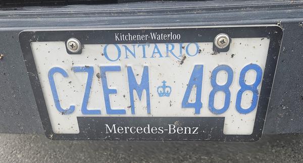 Ontario, Canada spotted in Auschwitz, Poland. Photo taken on 07.05.2026. Close-up photo of the front plate.