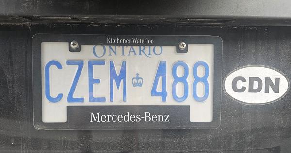 Ontario, Canada spotted in Auschwitz, Poland. Photo taken on 07.05.2026. Close-up photo of the rear plate.