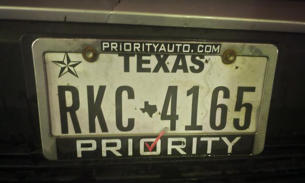 Texas, USA spotted in Krakow, Poland. Photo taken on 07.05.2026. Close-up photo of the front plate.